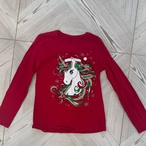 The Children's Place Red Holiday Unicorn Long Sleeve Tee
